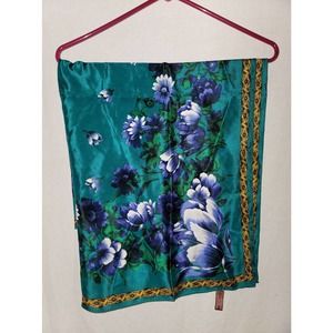 Blue Flowered Worthington 100% Silk Scarf
